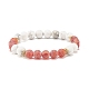 Natural Weathered Agate(Dyed) & Howlite Round Beaded Stretch Bracelet BJEW-JB08087-01-1