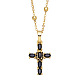 Collier pendentif croix hip hop à la mode pour femmes avec micro pierres précieuses incrustées et cristaux de zircon (nkb072) ST0556035-1