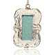 Antique Silver Plated Alloy Big Pendants with Synthetic Turquoise Rectangle Cabochons PALLOY-J234-01AS-3