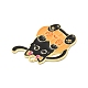 ハロウィンテーマアロイエナメルペンダント  ライトゴールド  猫のチャーム  カボチャ模様  28x24x1.5mm  穴：2.2mm X-ENAM-I053-B03-3