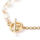 Pulsera de eslabones de perlas naturales con 304 cadena rolo de acero inoxidable para mujer BJEW-JB08776-02-5