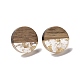 Resin & Walnut Wood Flat Round Stud Earrings with 304 Stainless Steel Pin for Women X-EJEW-N017-010B-02-1