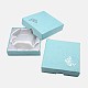 厚紙のブレスレットボックス  内部のスポンジ  バラの花の模様  正方形  淡いターコイズ  90x90x22~23mm X-CBOX-G003-14C-3