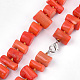 Sea Bamboo Coral(Imitation Coral) Beaded Necklaces NJEW-S414-41-2