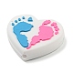 Heart with Footprint Food Grade Eco-Friendly Silicone Focal Beads SIL-K004-03-2