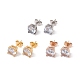 6 Pairs Cubic Zirconia Flat Round Stud Earrings EJEW-G291-04D-M-2