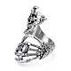 Gothic Punk Skull Hand Alloy Open Cuff Ring for Men Women RJEW-T009-57AS-3