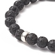 Set di braccialetti elasticizzati in pietra lavica naturale in stile 3 pz 3 e onice nero con perline BJEW-JB09237-6
