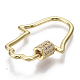 Brass Micro Pave Clear Cubic Zirconia Screw Carabiner Lock Charms ZIRC-T013-01G-NF-3
