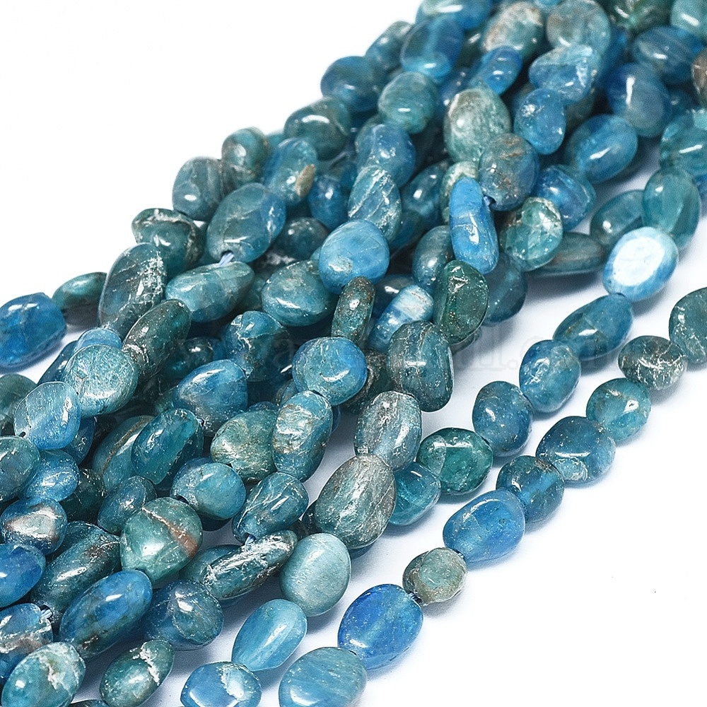 Lot de 50 perles en apatite bleue naturelle de 38,1 cm