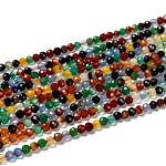 Filo di perline di agata naturale, tondo sfaccettato, tinto, colore misto, 3mm, Foro: 0.8 mm, circa 131pcs/filo, 15.5 pollice