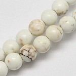 Round Natural Magnesite Beads Strands, Creamy White, 4mm, Hole: 1mm, about 100pcs/strand, 16.1 inch