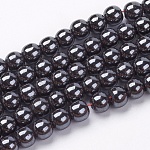 Chapelets de perles en hématite synthétique sans magnétiques, ronde, 6mm, Trou: 1.5mm, Environ 68~72 pcs/chapelet
