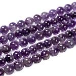 Gemstone Beads Strands, Amethyst, Round, 8mm, Hole: 1mm, 15~16 inch