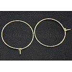 Pendientes de aro de anillos de cristal de vino vino de latón, dorado, sin níquel, 20 diámetro, 30x0.8mm, agujero: 29 mm
