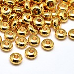 Laiton rondes plat séparateurs perles, or, 6x3mm, Trou: 2mm