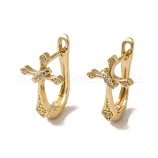 Серьги-кольца из латуни с микропаве из кубического циркония EJEW-L271-10KCG-04