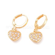 Серьги-кольца из латунного микро-паве с фианитами EJEW-F233-04G