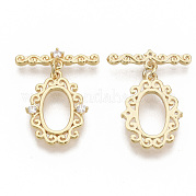 Brass Micro Pave Clear Cubic Zirconia Toggle Clasps KK-T051-24G-NF