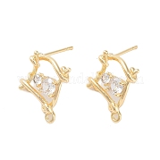 Brass Micro Pave Cubic Zirconia Stud Earring Findings KK-E107-13G