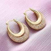 Серьги-кольца из латуни с прозрачным фианитом EJEW-R025-36G