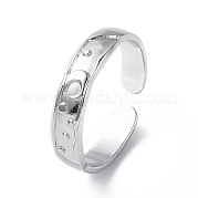 304 Stainless Steel Crescent Moon Open Cuff Ring for Women RJEW-C046-01P