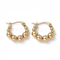 Orecchini a cerchio con perline rotonde in acciaio inossidabile 201 con perni in acciaio inossidabile 304 per donna&nbsp;EJEW-B016-14A-G