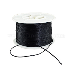 Cordons en nylon satiné à queue de rat, fils de perles pour la fabrication de bracelets et de bijoux, nœud chinois, macramé, noir, 1mm, 100 yards / rouleau