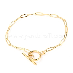 Bracciali unisex in acciaio inossidabile 304 con catena a graffetta e placcatura sotto vuoto in PVD, placcato di lunga durata, con fermagli a ginocchiera, oro, 7-7/8 pollice (20 cm)