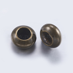 Abalorios de latón, rerondana plana, Bronce antiguo, 6x3.6mm, agujero: 3 mm