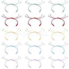 Accessori per la creazione di braccialetti con cordino intrecciato in nylon regolabile, con perline in ottone e anelli di congiunzione in acciaio inossidabile 304, colore misto, 9-5/8 pollice (24.5 cm), 25pcs/scatola