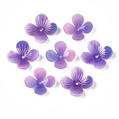 Abalorios de plástico, flor, azul pizarra, 19x19x5mm, agujero: 1.4 mm