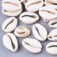 Cuentas de concha de cowrie natural, sin agujero / sin perforar, blanco cremoso, 20~28x15~20x8~9mm, aproximamente 210 unidades / 500 g