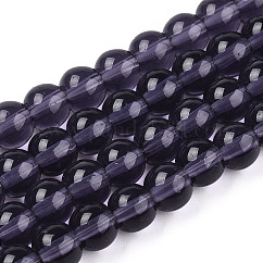 透明ガラスビーズ連売り  ラウンド  パープル  6~6.5mm  穴：1.4mm  約67~70個/連  14.76インチ〜15.16インチ（37.5~38.5cm）