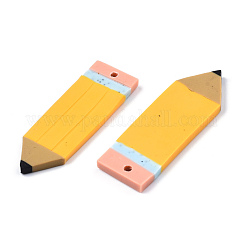 Ciondoli in fimo fatti a mano, forma a matita, oro, 35~37x11.5~12.5x2mm, Foro: 1.4 mm