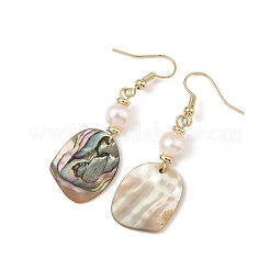 Orecchini pendenti con perle d'acqua dolce coltivate naturali e perline di conchiglia di abalone/paua.&nbsp;EJEW-JE07313-01