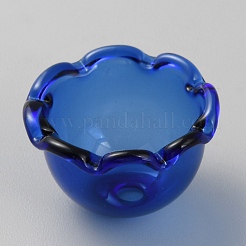 透明ガラスビーズキャップフラワー  マルチ花弁  ダークブルー  23.5~24x12~15mm  穴：4mm&nbsp;GLAA-TAC0008-18A