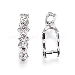 真鍮のアイスピックピンチベイル  キュービックジルコニア付き  透明  プラチナ  24.5x6mm  穴：3x5mm  ピン：1.2mm&nbsp;KK-L177-41P