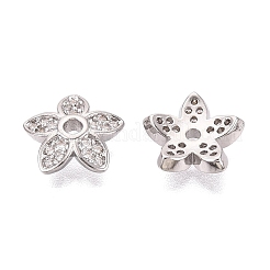 Capuchons de perles en zircone cubique transparent micro pave en laiton&nbsp;KK-Q071-05P-02