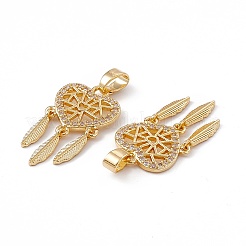 Латунные микропаве прозрачные подвески с фианитом&nbsp;KK-E068-VC056