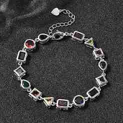 Браслеты из латуни с микропаве и фианитами для женщин BJEW-P358-03P