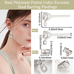 40 шт. латунные серьги-гвоздики KK-BBC0013-23A