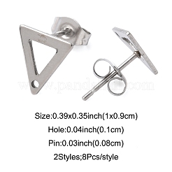 16 шт. 2 цвета 201 нержавеющая сталь фурнитура для сережек-гвоздиков с отверстием EJEW-FS0001-17