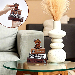 Ensemble de 4 panneau décoratif en bois représentant une vache des Highlands (4 styles différents)&nbsp;AJEW-WH0912-16