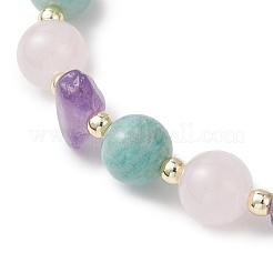 Женские эластичные браслеты из натурального мадагаскарского розового кварца&nbsp;BJEW-JB13182