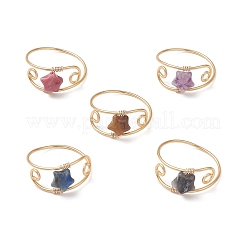 Медные кольца с драгоценными камнями&nbsp;RJEW-JR00978