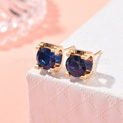 Квадратные серьги-гвоздики из латуни с микропаве из кубического циркония&nbsp;EJEW-D318-03KCG-C