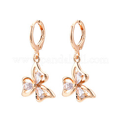 Серьги-гвоздики с застежкой-молнией из латуни с микропаве из кубических цирконий EJEW-N058-09G