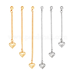 6 шт. 2-х цветные латунные сердечки с цепочкой HJEW-PH02183