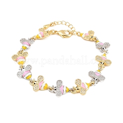 Браслеты-цепочки из латуни с микропаве из прозрачных кубических цирконий для женщин&nbsp;BJEW-A148-01G